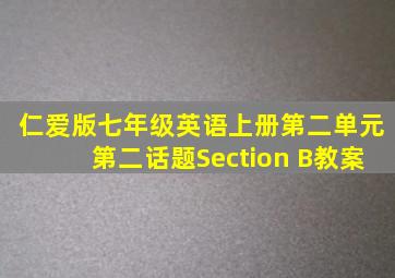 仁爱版七年级英语上册第二单元第二话题Section B教案